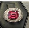 Image 1 : 14 K WHITE GOLD RUBELITE TOURMALINE DIAMOND RING