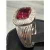 Image 2 : 14 K WHITE GOLD RUBELITE TOURMALINE DIAMOND RING