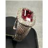 Image 3 : 14 K WHITE GOLD RUBELITE TOURMALINE DIAMOND RING