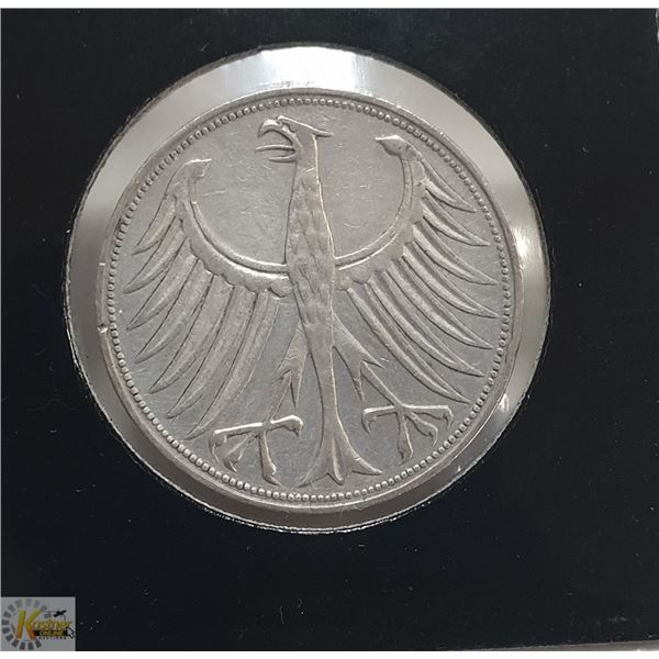 1951F GERMAN SILVER 5 MARK COIN, 1ST YEAR OF ISSUE