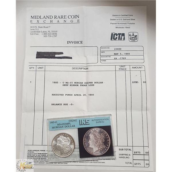 SUPERB MINT STATE 1885O US SILVER MORGAN DOLLAR