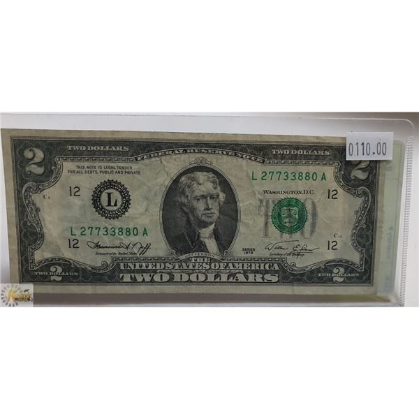 1976 USA BI-CENTENNIAL ISSUE $2 BANKNOTE