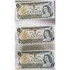 Image 1 : 3 SEQUENTIAL 1973 CANADA $1 BILLS
