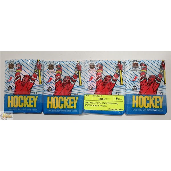 1989-90 LOT OF 4 UNOPENED OPC WAX HOCKEY PACKS