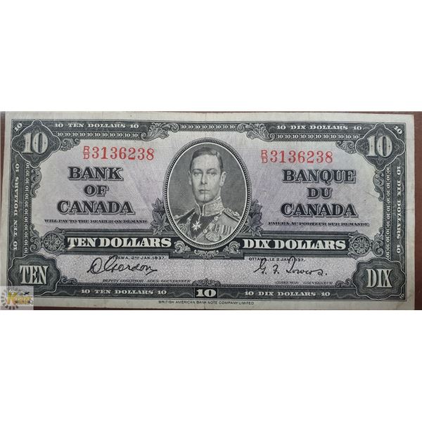 1937 $10 GORDON TOWERS - R/D 3136238 BC-24B
