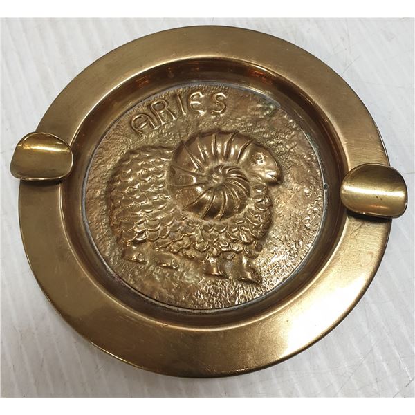 ARIES SOLID BRASS ASHTRAY