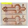 Image 1 : LOT OF 2 CANADIAN 1986  $2 BILLS