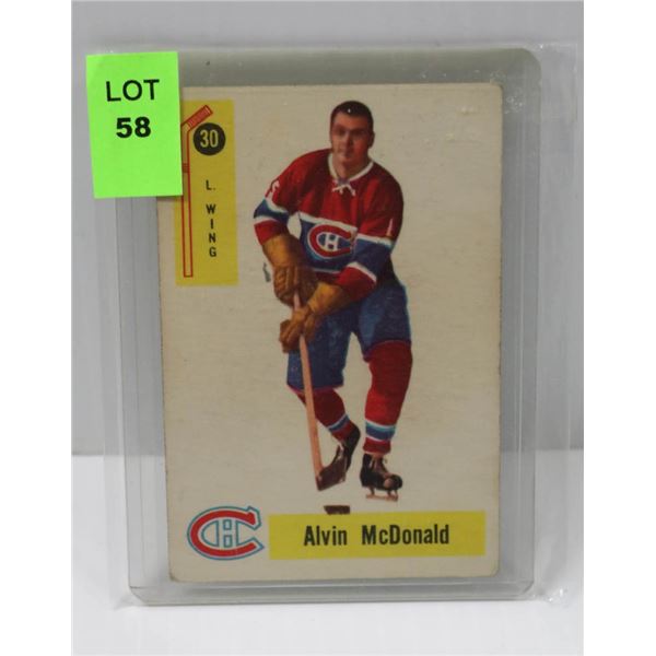 1958 PARKHURST HOCKEY CARD 30 ALVIN MCDONALD
