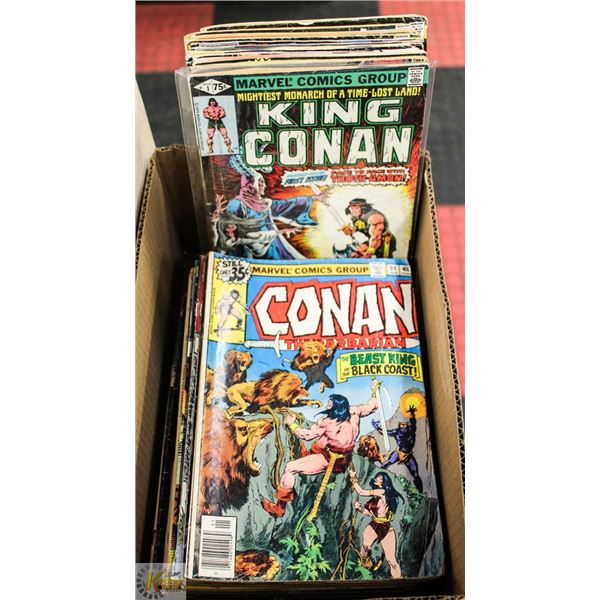BOX WITH 60 PLUS ASSORTED CONAN COMICS