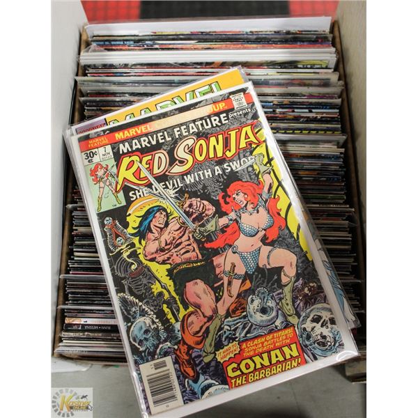 BOX OF ASSORTED DC AND MARVEL COMICS