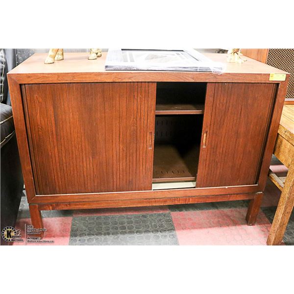 VINTAGE EXECUTIVE HARDWOOD FILING CABINET ROLLING