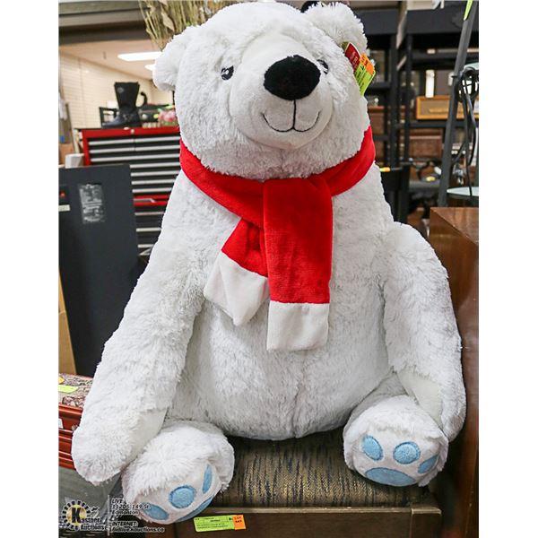 LARGE NEW PLUSH WHITE POLAR BEAR WITH RED