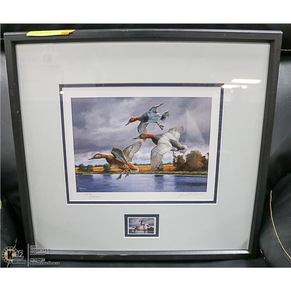 DUCKS UNLIMITED CANVASBACK STAMP & PRINT 16"X17"