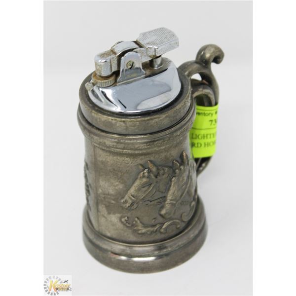 UNIQUE LIGHTER PEWTER STYLE TANKAARD HORSES
