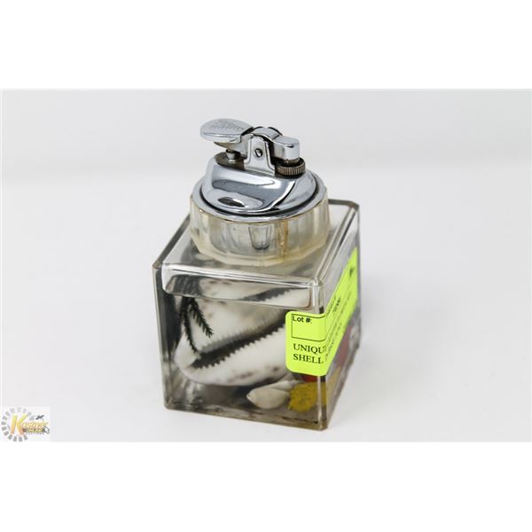 UNIQUE LIGHTER FLORIDA SEA SHELL IN BASE JAPAN