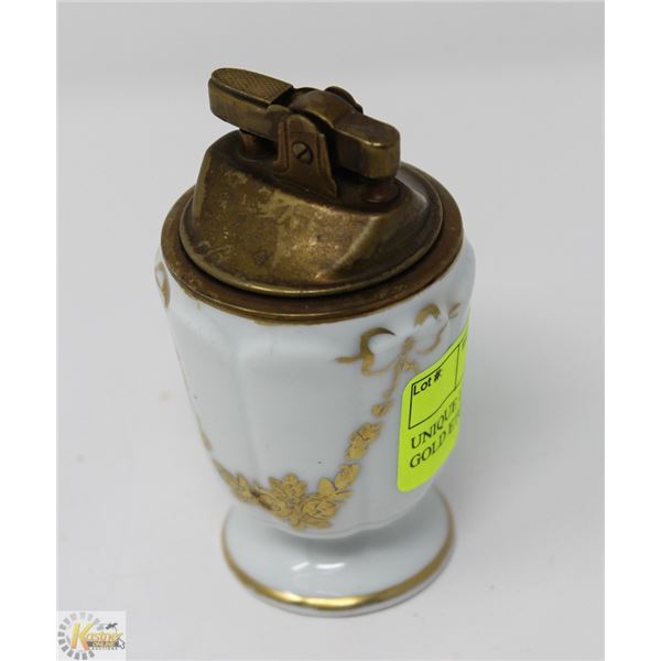 UNIQUE LIGHTER CERAMIC BASE GOLD ETCHING