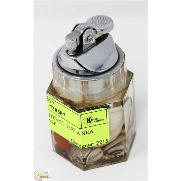 UNIQUE LIGHTER ST. LUCIA SEA SHELLS IN BASE