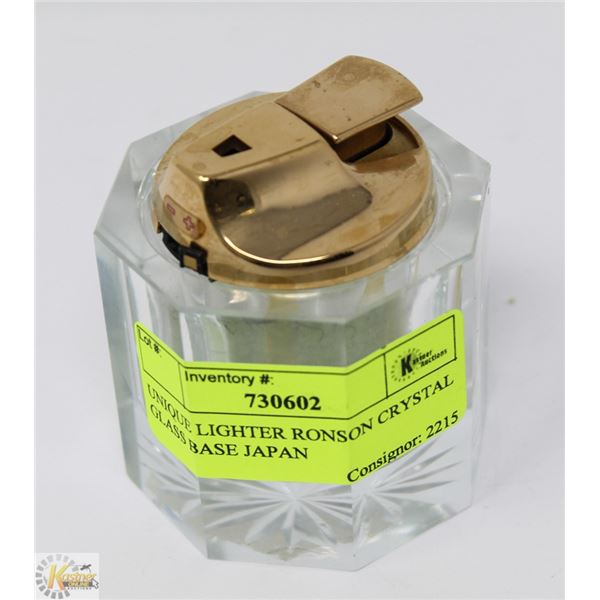 UNIQUE LIGHTER RONSON CRYSTAL GLASS BASE JAPAN