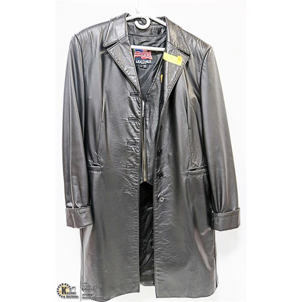 LADIES 3/4 LENGTH LEATHER JACKET SIZE 3