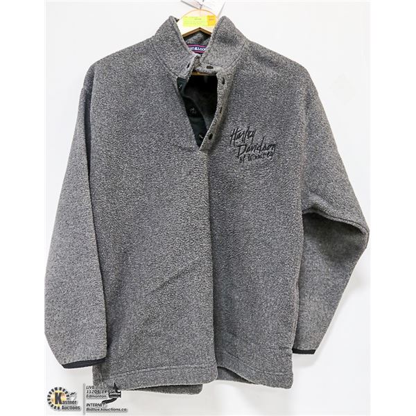 FRUIT OF THE LOOM MED. GREY FLEECE W/ BLK. TRIM