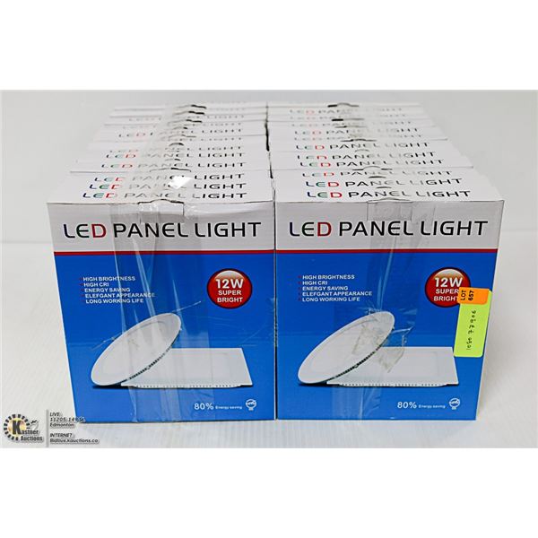 6-3/4" OD 12W LOT OF 24 WHITE LED SQUARE PANEL