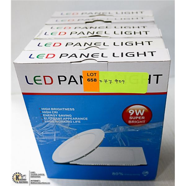 6-7/8" OD 12W LOT OF 6 WHITE LED ROUND PANEL