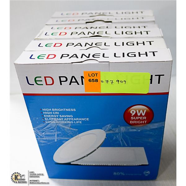 6-7/8" OD 12W LOT OF 6 WHITE LED ROUND PANEL