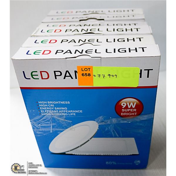 6-7/8" OD 12W LOT OF 6 WHITE LED ROUND PANEL