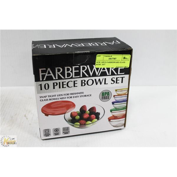 NEW 10PCS FARBERWARE GLASS BOWL SET