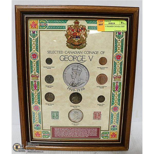 GEORGE V FRAMED CANADA COIN SET