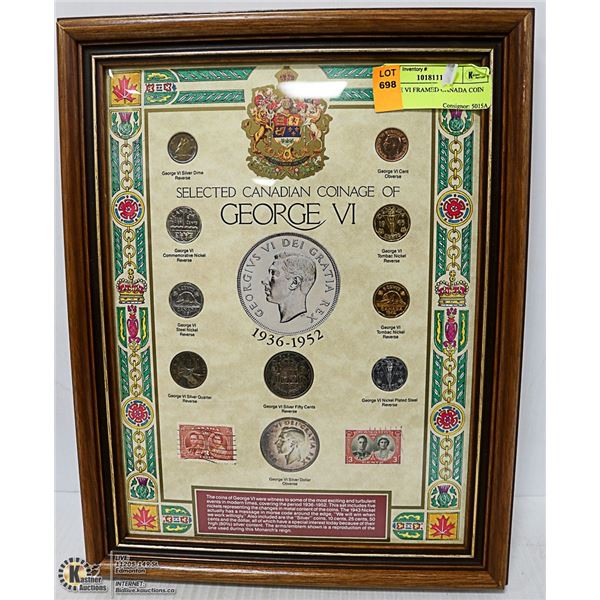 GEORGE VI FRAMED CANADA COIN SET