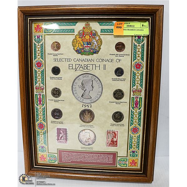 ELIZABETH II FRAMED CANADA COIN SET