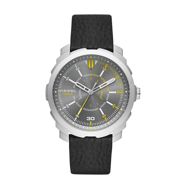 NEW DIESEL 46MM GREY DIAL LEATHER STRAP WATCH