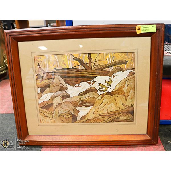 UNTITLED "RIVER RAPIDS" BY A.J.CASSON FRAMED/MAT