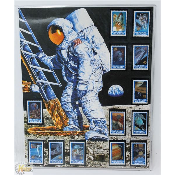 UNFRAMED SPACE PRINT W MARSHALL ISLAND STAMPS