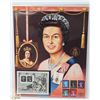 Image 1 : UNFRAMED ELIZABETH II PRINT WITH MINT UK STAMPS