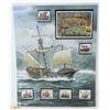 Image 1 : UNFRAMED SAILING SHIP PRINT W/YUGOSLAVIA STAMPS