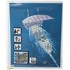 Image 1 : UNFRAMED SAILING SHIP PRINT WITH SWEDEN STAMPS
