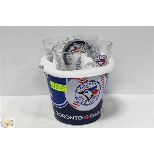 TORONTO BLUE JAYS ICE BUCKET, GLASSES & COASTERS