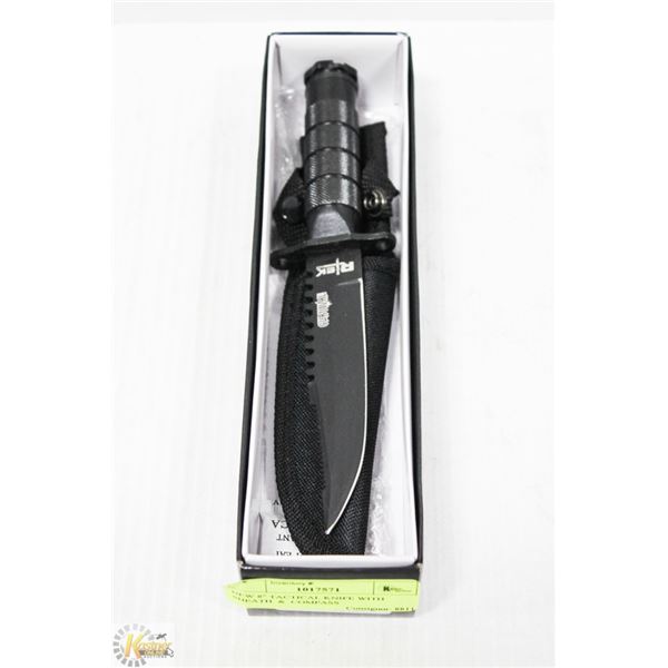 NEW 8" TACTICAL KNIFE WITH SHEATH  &  COMPASS