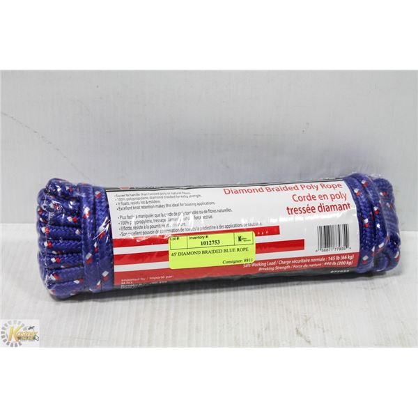 45' DIAMOND BRAIDED BLUE ROPE