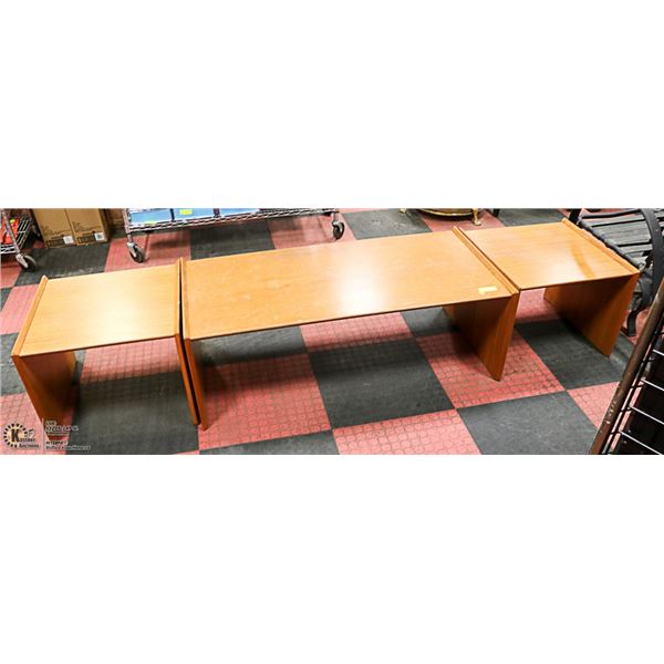 TEAK COFFEE TABLE & 2 END TABLES MID CENTURY