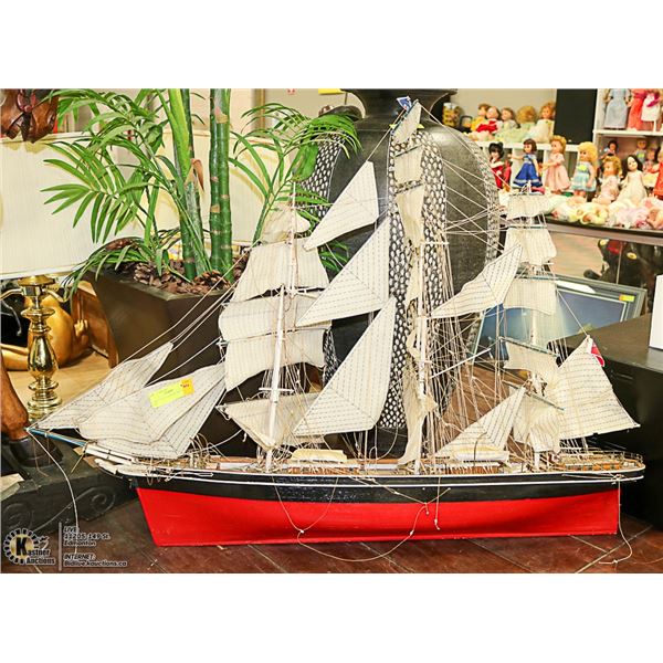 LARGE VINTAGE WOOD BRITISH SHIP