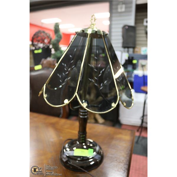METAL AND GLASS TRI LITE LAMP 22" TALL