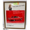 Image 1 : 11 X 14 ORIGINAL FRAMED AD 1966 DODGE DART