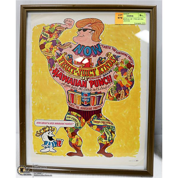 11 X 14 ORIGINAL FRAMED AD 1966 HAWAIIN PUNCH