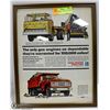 Image 1 : 11 X 14 ORIGINAL FRAMED AD 1960'S FORD TRUCKS