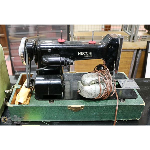 NECCHI SEWING MACHINE IN CARRY CASE, MOTOR TESTED,