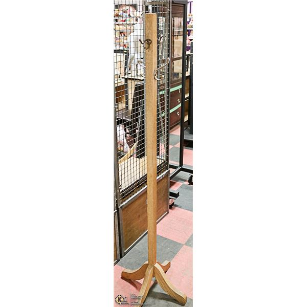 ANTIQUE OAK COAT RACK