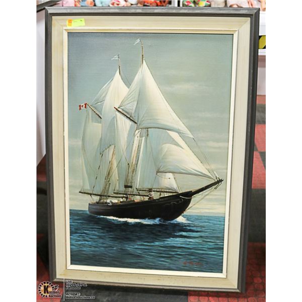BLUENOSE OIL ON CANVAS PAINTING SIGNED S. KENT